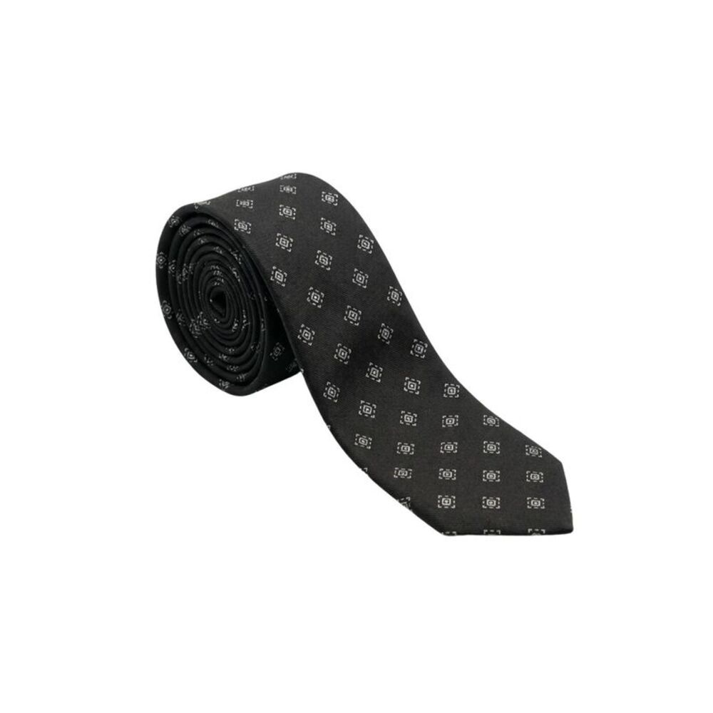 Armani Collezioni Mens Black / Silver Mini Motif Silk Neck Tie